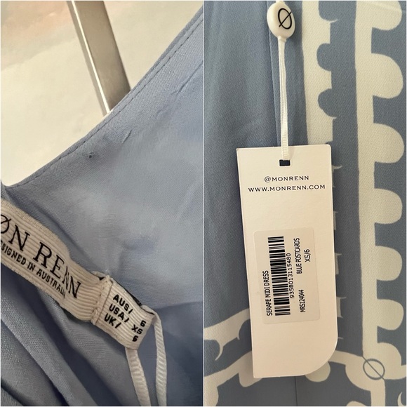 NWT Mon Renn Serape Midi Dress XS / 6 Blue Postcards - Picture 15 of 16